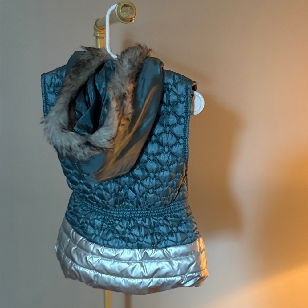 Little Lass Blue and Silver Puffer Vest